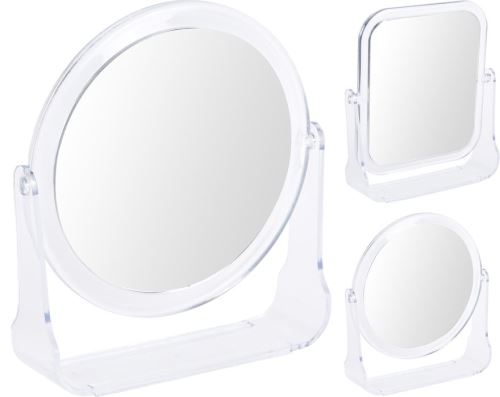 Zrcátko stolní, zvětšovací ELEGANZA, plast, transparentní