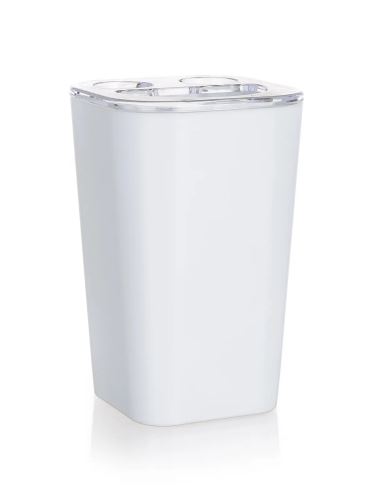 BRILANZ Kelímek na kartáčky 7,3 x 7,3 x v.11 cm, plast, bílý