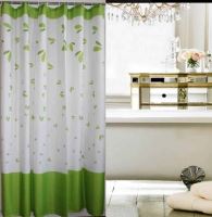 DURAMAT Bathroom curtain decor CY-13195h, 180 x 200 cm, textile, green leaves