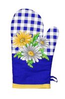 FORBYT Kitchen mitt 28 cm, cotton, magnet and loop, GERBERA blue