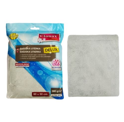 CLANAX Utěrka z mikrovlákna 50 x 60 cm DELUX, 380 g/m2, stříbrná_0