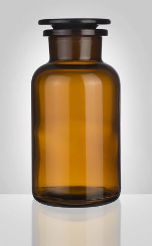 SKLÁRNY MORAVIA Dóza prachovnice kouřová, 500 ml, se zabroušenou zátkou, kouřová