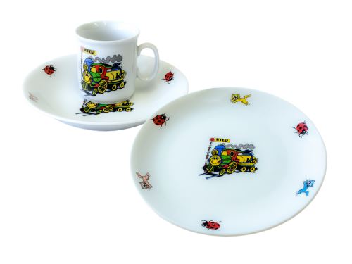 ČESKÝ PORCELÁN Dětská jídelní souprava 3 - dílná, vláček