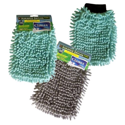 CLANAX Mikrovlákno, žinylková rukavice CLEAN 24 x 18 cm, barvy mix