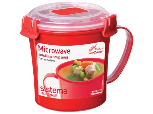 SISTEMA MICROWAVE Hrnek na polévku 656 ml, červený