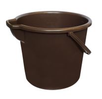 Bucket with measuring cup 12 l solid, plastic, brown