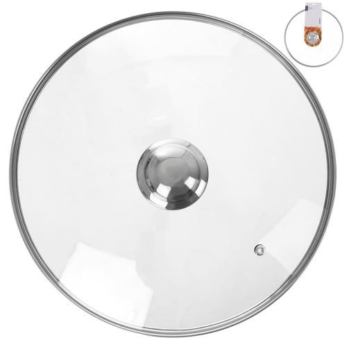 ORION Skleněná poklice 32 cm, s nerezovým úchytem
