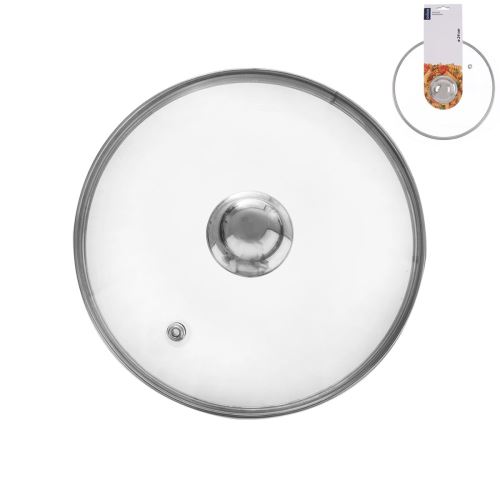 ORION Skleněná poklice 24 cm, s nerezovým úchytem