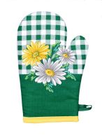 FORBYT Kitchen mitt 28 cm, cotton, magnet and loop, GERBERA green