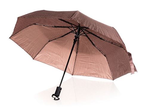 Deštník skládací 52 cm, hnědý s puntíky