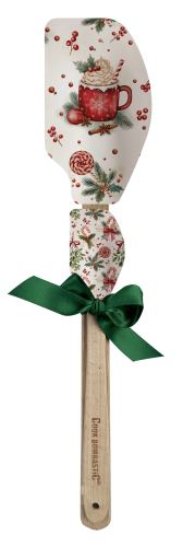 ALVARAK Stěrka kuchyňská 2 ks 32 + 21 cm, silikon/dřevo, vánoční motiv, hrneček