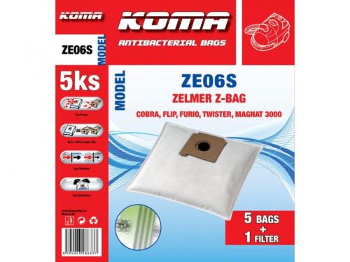 KOMA Sáčky do vysavače ZE06S - Zelmer Z-BAG textilní, 5ks + mikrofiltr