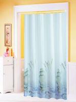 DURAMAT Koupelnový závěs dekor HST0028, 180 x 200 cm, textilní, bílý/kameny