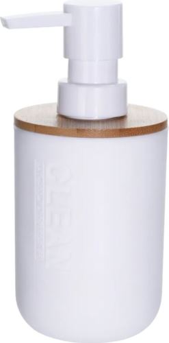 Dávkovač mýdla 0,3 l, 7,5 x v.16,5 cm, plast, bílý/bambus