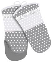 ALVARAK Kitchen glove 1 pc with magnet and silicone palm, gray polka dot