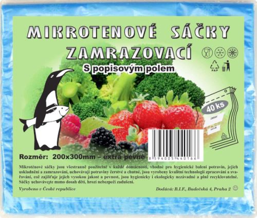 B.I.F Mikrotenové, zamrazovací sáčky 200 x 300 cm, extra pevné, 40 ks