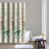 DURAMAT Bathroom curtain decor CY-213948, 180 x 200 cm, textile, turtles