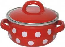 METALAC Casserole with lid 12 cm, 0.8 l, red polka dot