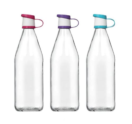 Lahev s plast víčkem 1 l, sklo