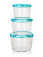 BANQUET Sada plastových dóz ACASSA 600 ml / 880 ml / 1180 ml, transparent, tyrkysové ví_3 (2)