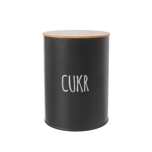 ORION Dóza Cukr BLACK pr.11 cm, plech/bambus