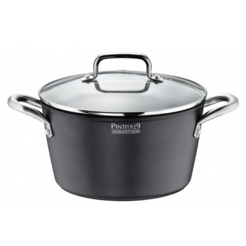 PINTINOX Hrnec STONE 1 Quantanium o 24 cm, 5 l, skleněná poklice