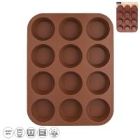 ORION Silicone muffin mold 12 pcs, 32.5 x 25 x 3 cm, brown