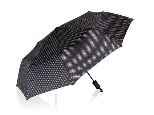 Deštník skládací 52 cm, černý s puntíky_0