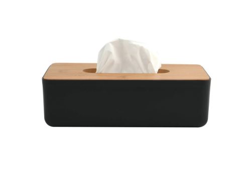 MSV Box na kapesníky KAMLA, matně černý, plast, bambus