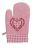 FORBYT Kitchen glove 28 cm, cotton, magnet and loop, HEART and CHECK