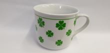 CZECH PORCELAIN Mug VAŘÁK 0.65 l, green four-leaf clover
