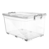 HOBBY LIFE Box with lid MULTI high 40 l, transparent, wheels