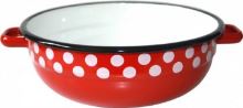 METALAC Bowl with handles 16 cm, enamel, polka dot / red