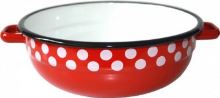 METALAC Bowl with handles 16 cm, enamel, polka dot