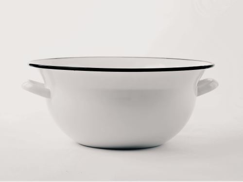 Krajáč s uchy, zadělávací mísa 32 cm, 6 l, smalt, bílá
