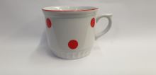 CZECH PORCELAIN COUNTRY mug 0.45 l, red polka dot, stripe
