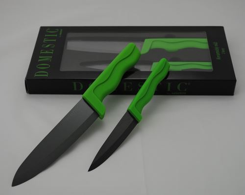 DOMESTIC Sada keramických nožů 2 ks 10 cm a 15 cm, zelená / černá_0