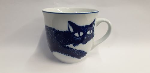 ČESKÝ PORCELÁN Hrnek MIREK 0,4 l, modrá kočka