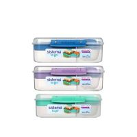 SISTEMA Svačinový box dělený To Go Bento Lunch s nádobou na jogurt a 2 tácky 1,65 l, zelená
