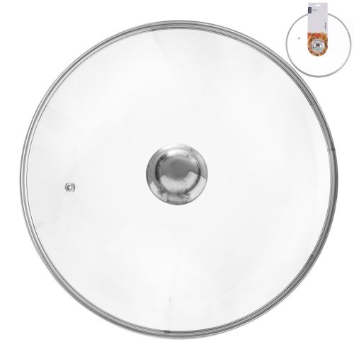 ORION Skleněná poklice 30 cm, s nerezovým úchytem