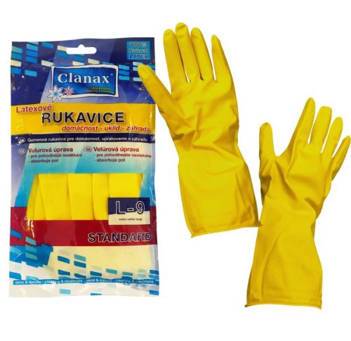 CLANAX Rukavice z přírodního latexu L ( 9 ), žluté