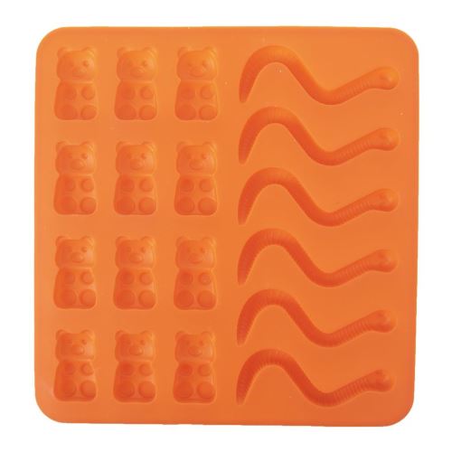 ORION Forma silikonová GUMÍDCI, ŽÍŽALY, 16 x 20 x 1 cm, oranžová