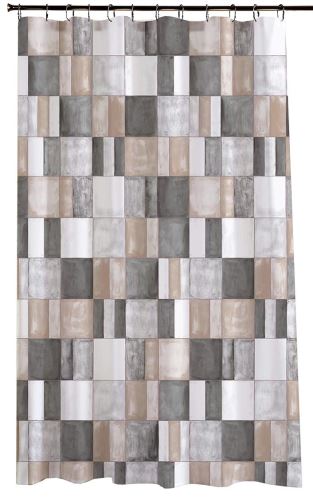 DURAMAT Koupelnový závěs dekor CY-214005, 180 x 200 cm, textilní, hnědá mozaika
