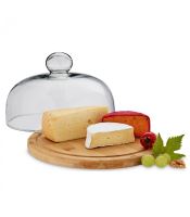 KELA Prkénko na sýr JONNA o 24 cm se skleněným poklopem o 21 cm_0
