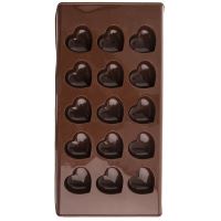 ORION Chocolate mold HEART 15 pcs, silicone, brown