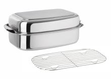 KELOMAT Baking pan with lid and grate PROFI 36 x 24 x h. 15 cm, stainless steel