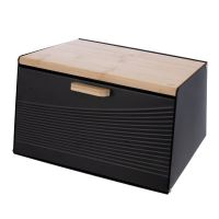 ORION Bread pan 35.5 x 21.5 x h.21 cm BLACK, tin / bamboo