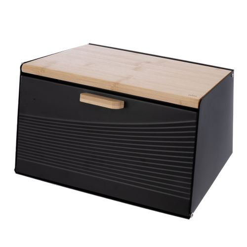 ORION Chlebovka 35,5 x 21,5 x v.21 cm BLACK, plech / bambus