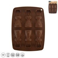 ORION Silicone chocolate mold bunnies 6, brown