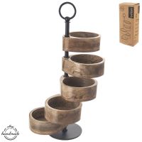 ORION Stand MANGO 5 bowls, wood/metal